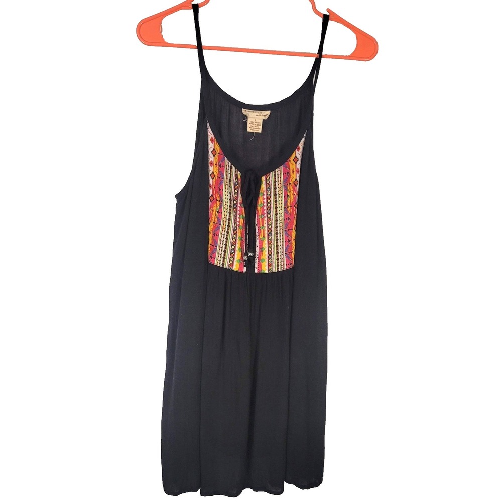 Beaches & Boho Tunic Womens Large Blue Boho Embroidered Rayon Tank‎ Sleeveless